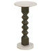 Colette - Round Marble Top Side Table - White And Dark Gray - Simple Home Plus