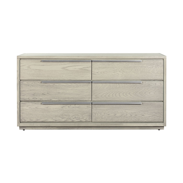 Solid Wood Six Drawer Double Dresser - Gray