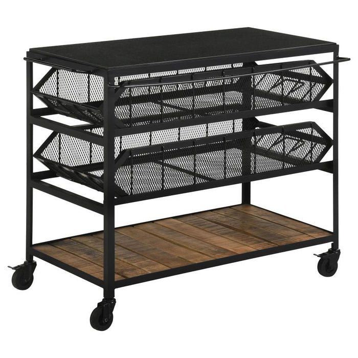 Evander - Accent Storage Cart With Casters - Natural And Black - Simple Home Plus