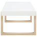 Pala - Rectangular Coffee Table With Sled Base - White High Gloss And Natural - Simple Home Plus