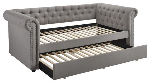 Kepner - Tufted Upholstered Day Bed With Trundle - Gray - Simple Home Plus