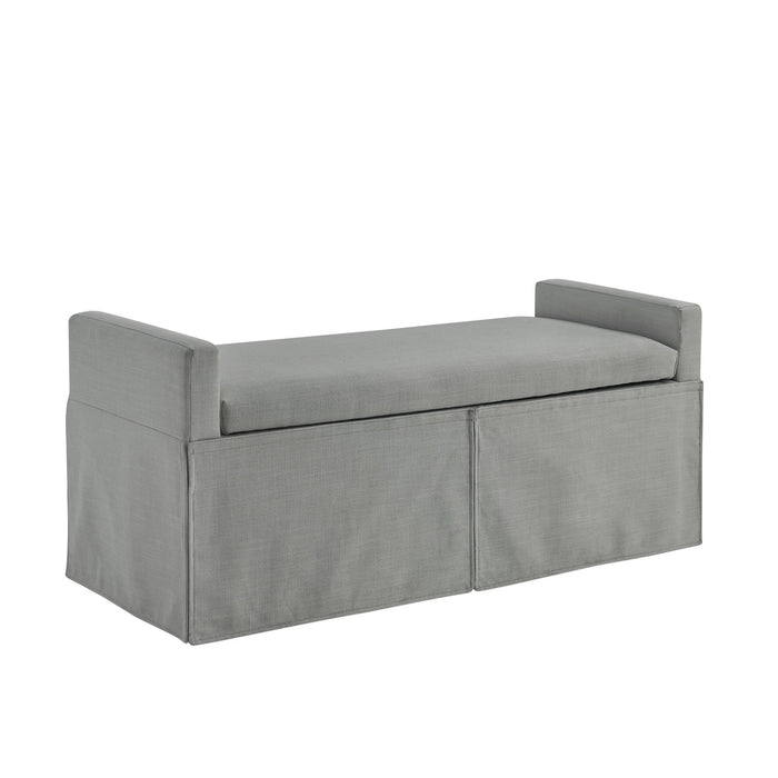 Upholstered Linen Bench With Flip Top - Light Gray