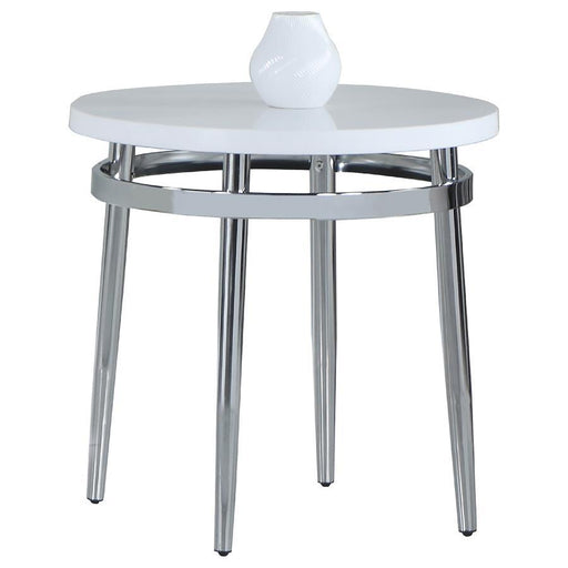 Avilla - Round End Table - White And Chrome - Simple Home Plus