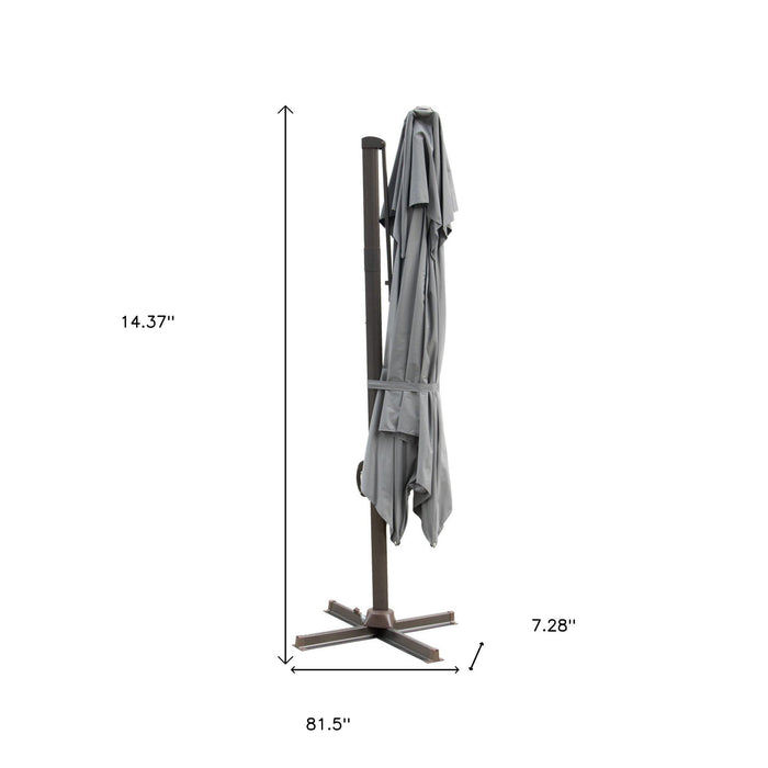 Polyester Square Tilt Cantilever Patio Umbrella With Stand - Dark Gray