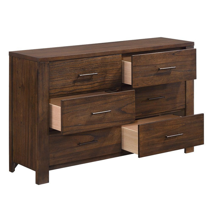 Metal Six Drawer Dresser - Brown