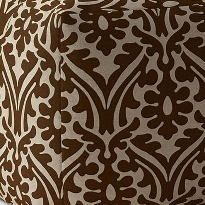 Cotton Damask Pouf Cover - Brown