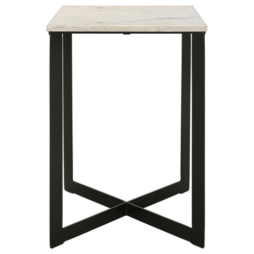 Tobin - Square Marble Top End Table - White And Black - Simple Home Plus