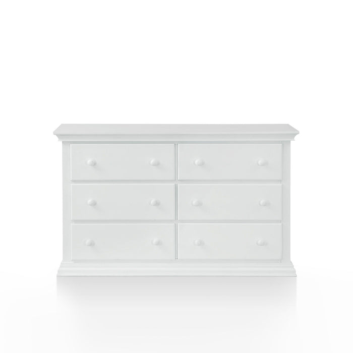 Solid Wood, Six Drawer Double Dresser - White