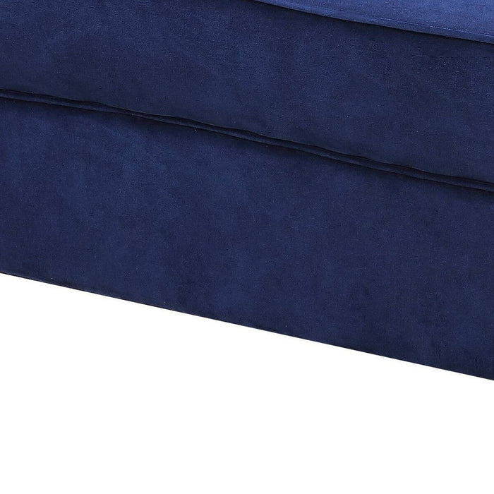 Velvet Ottoman - Blue / Silver