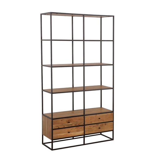 Belcroft - 4-Drawer Etagere - Natural Acacia And Black - Simple Home Plus