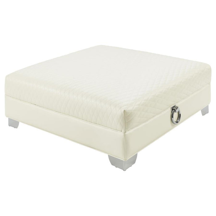 Chaviano - Upholstered Ottoman - Pearl White - Simple Home Plus