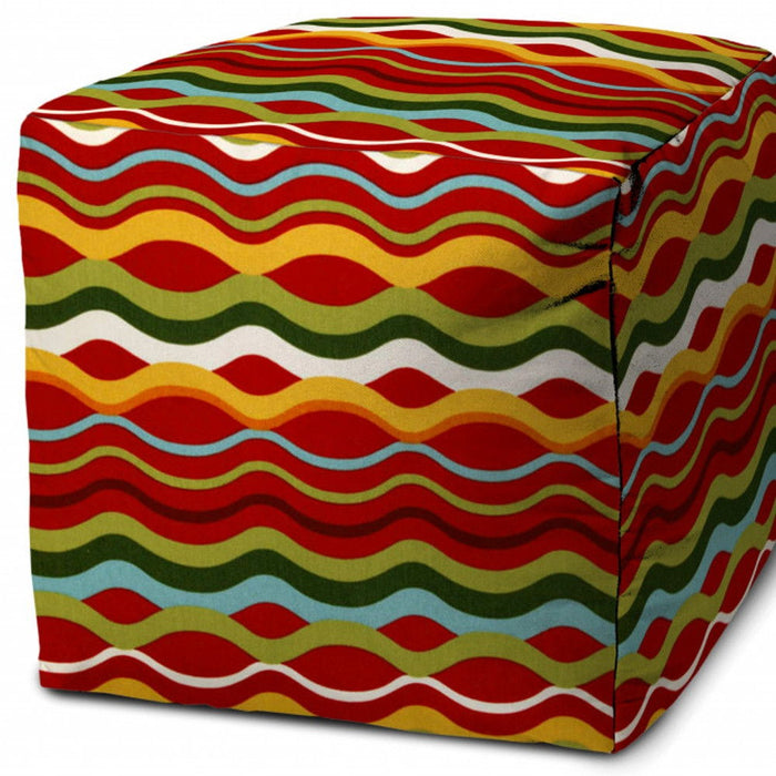 Polyester Cube Indoor Outdoor Pouf Cover - Red