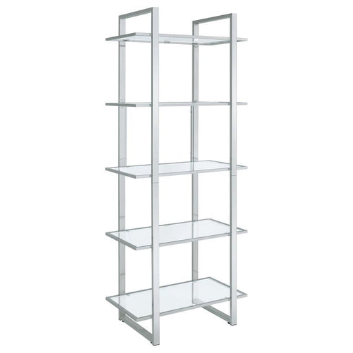 Hartford - Glass Shelf Bookcase - Chrome - Simple Home Plus