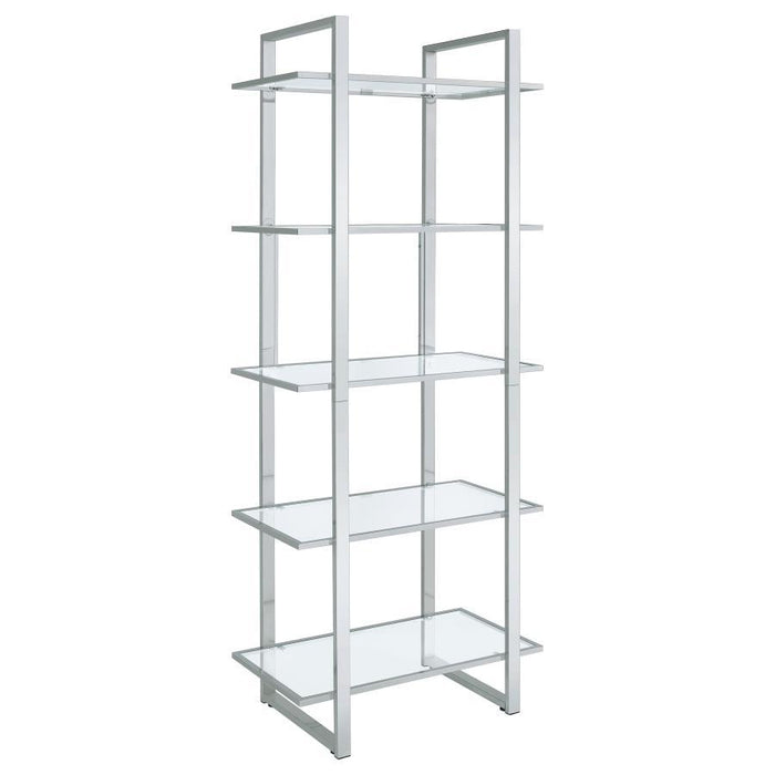 Hartford - Glass Shelf Bookcase - Chrome - Simple Home Plus