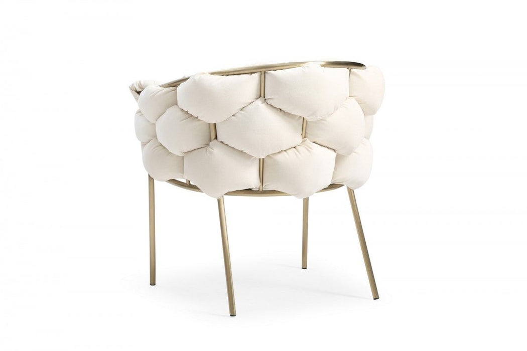 Geo Velvet And Brushed Brass Velvet Dining Chair - White