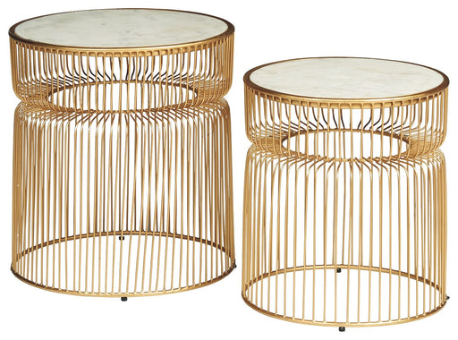 Vernway - White / Gold Finish - Accent Table Set (Set of 2) - Simple Home Plus