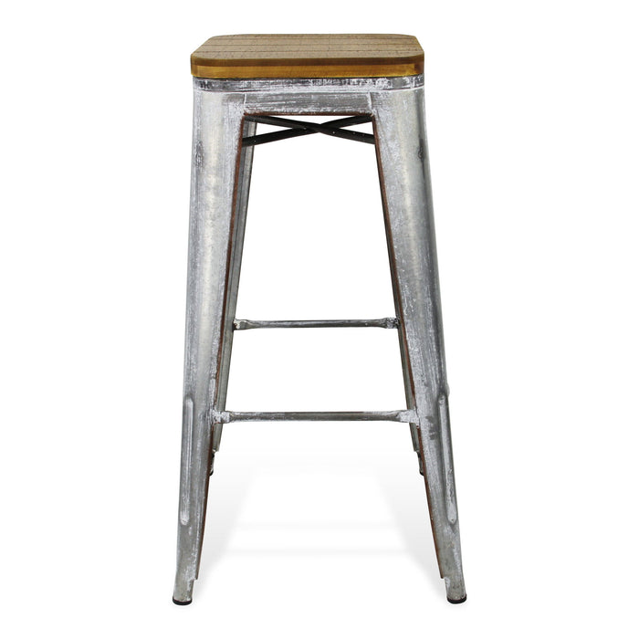 Steel Backless Bar Height Bar Chair - Brown / Gray