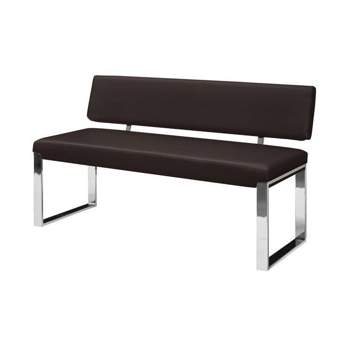 Upholstered Faux Leather Bench - Silver / Brown