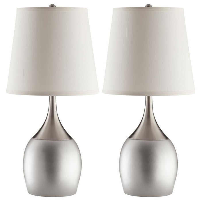 Tenya - Empire Shade Table Lamps (Set of 2) - Silver And Chrome - Simple Home Plus