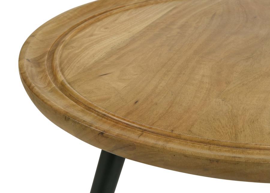 Zoe - Round Coffee Table With Trio Legs - Natural And Black - Simple Home Plus