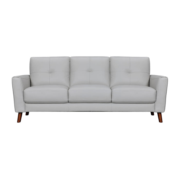 Leather Sofa With Brown Legs - Light Slate Gray