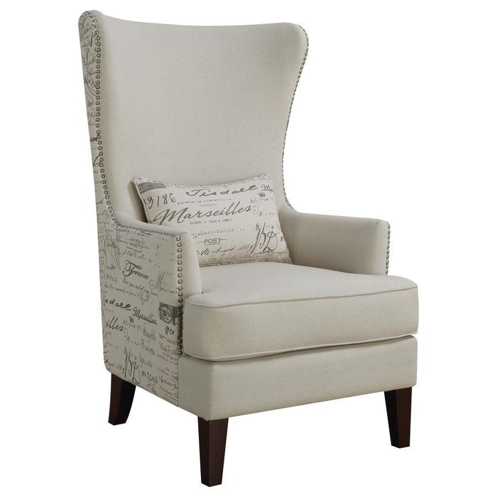 Pippin - Curved Arm High Back Accent Chair - Cream - Simple Home Plus