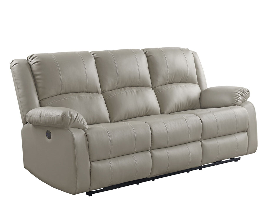 Faux Leather Reclining USB Sofa - Beige / Black