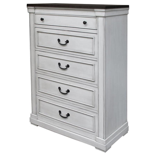 Hillcrest - 5-Drawer Chest - Dark Rum And White - Simple Home Plus