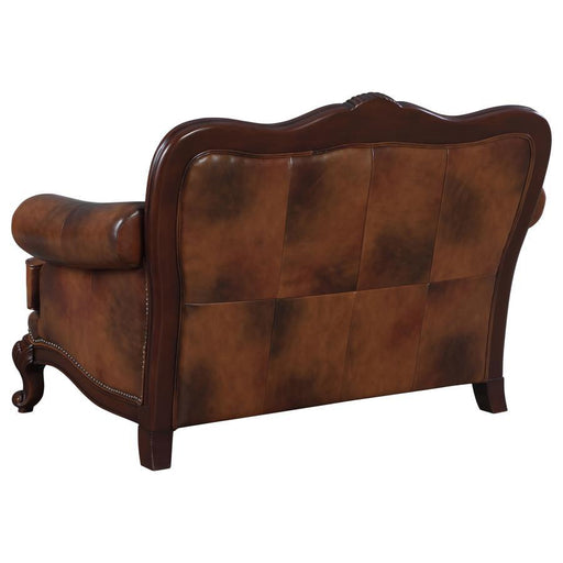 Victoria - Tufted Back Loveseat - Tri-Tone And Brown - Simple Home Plus