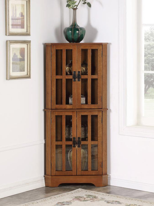Coreosis - 4-Shelf Corner Curio Cabinet - Golden Brown - Simple Home Plus