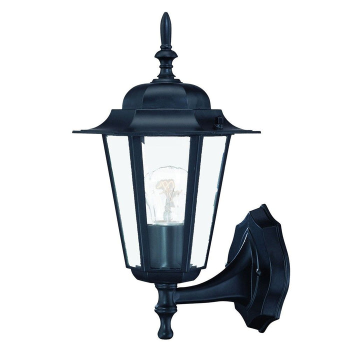 Glass Lantern Wall Light - Matte Black