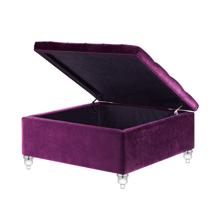 Velvet Tufted Storage - Purple / Clear