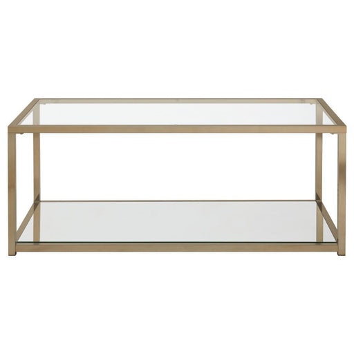 Cora - Coffee Table With Mirror Shelf - Chocolate Chrome - Simple Home Plus