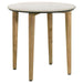 Aldis - Round Marble Top End Table - White And Natural - Simple Home Plus