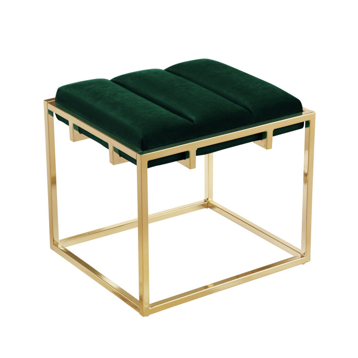 Velvet Ottoman - Green / Gold