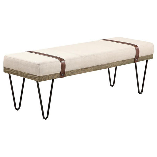 Austin - Upholstered Bench - Beige And Black - Simple Home Plus