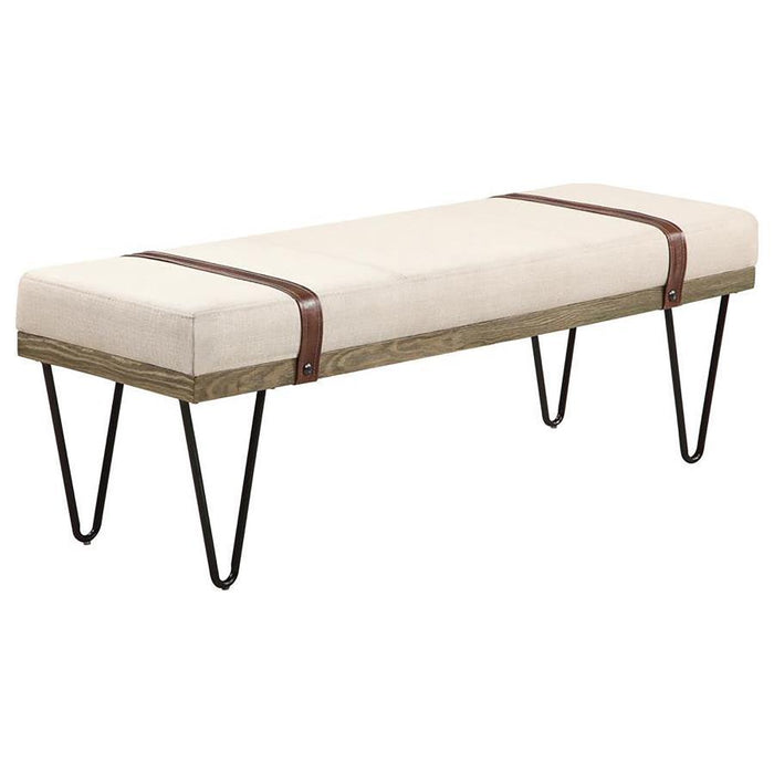 Austin - Upholstered Bench - Beige And Black - Simple Home Plus