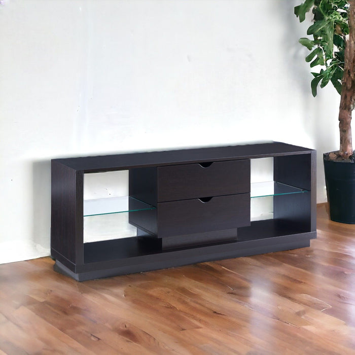 Particle Board And Cabinet Enclosed Storage TV Stand - Dark Brown