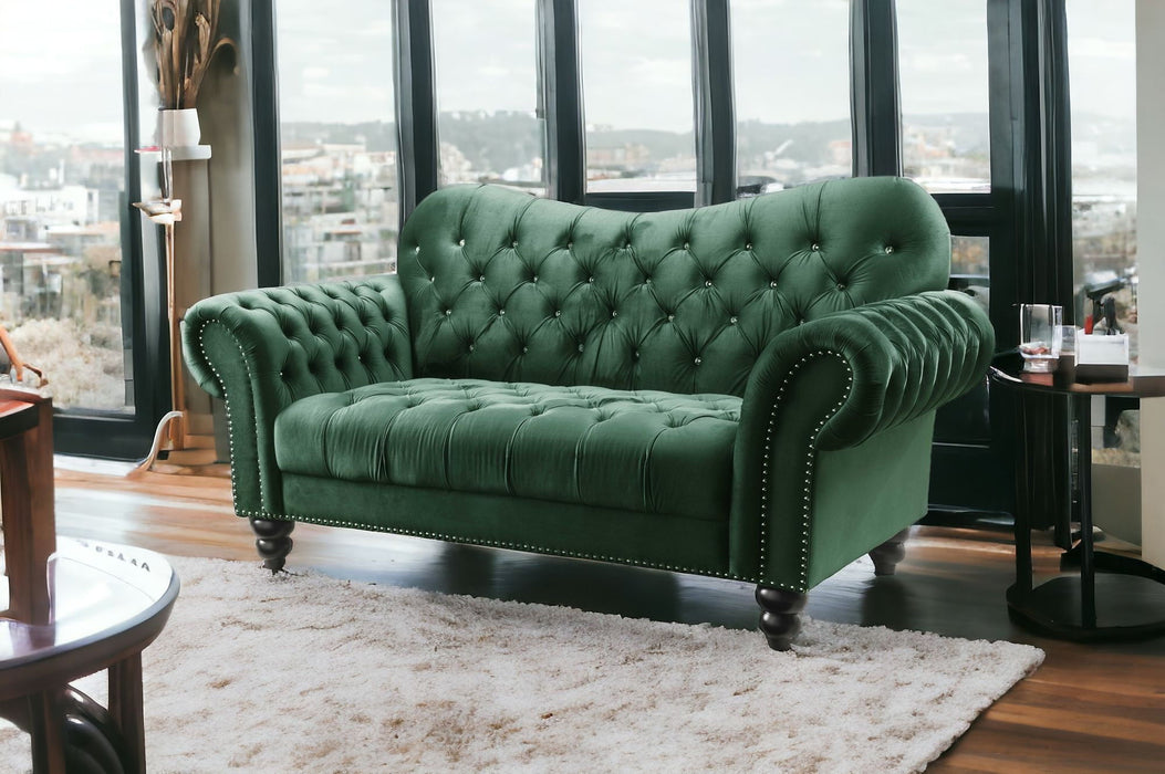 Velvet Loveseat - Green / Black