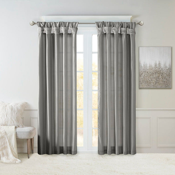 Emilia - 108" Twist Tab Lined Window Curtain - Charcoal