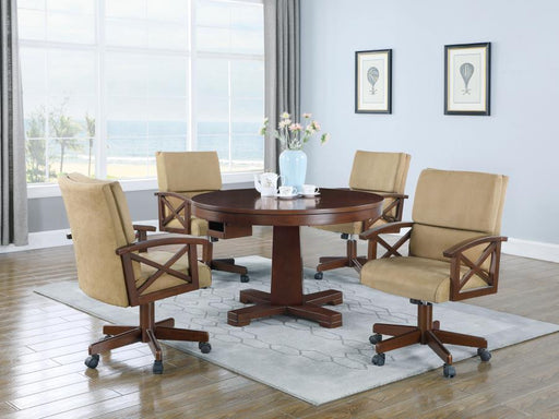 Marietta - 5 Piece Game Table Set - Tobacco And Tan - Simple Home Plus