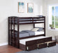 Kensington - Twin Over Twin Bunk Bed With Trundle - Cappuccino - Simple Home Plus