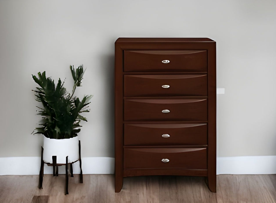 Solid Wood Five Drawer Chest - Espresso