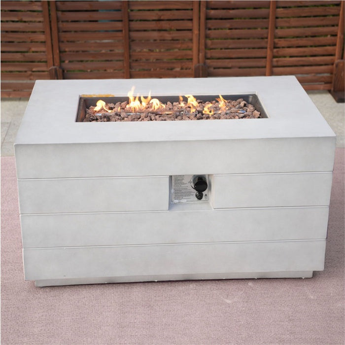 Aluminum Natural Gas Rectangular Fire Pit Table With Cover - Gray