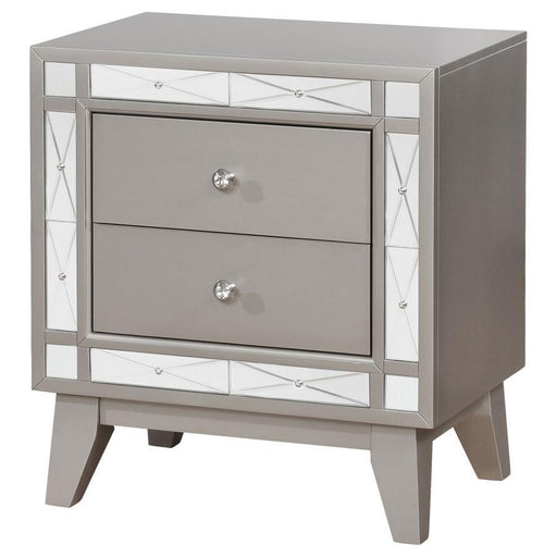 Leighton - 2-Drawer Nightstand - Metallic Mercury - Simple Home Plus