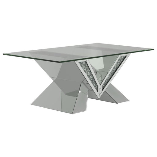 Taffeta - V-Shaped Coffee Table With Glass Top - Silver - Simple Home Plus