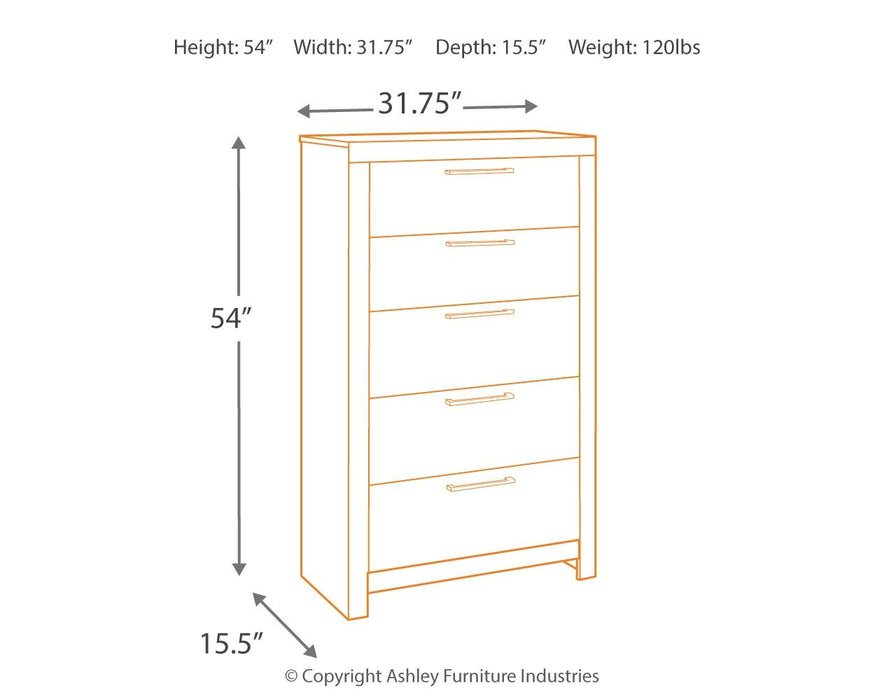 Derekson - Multi Gray - Five Drawer Chest - Simple Home Plus