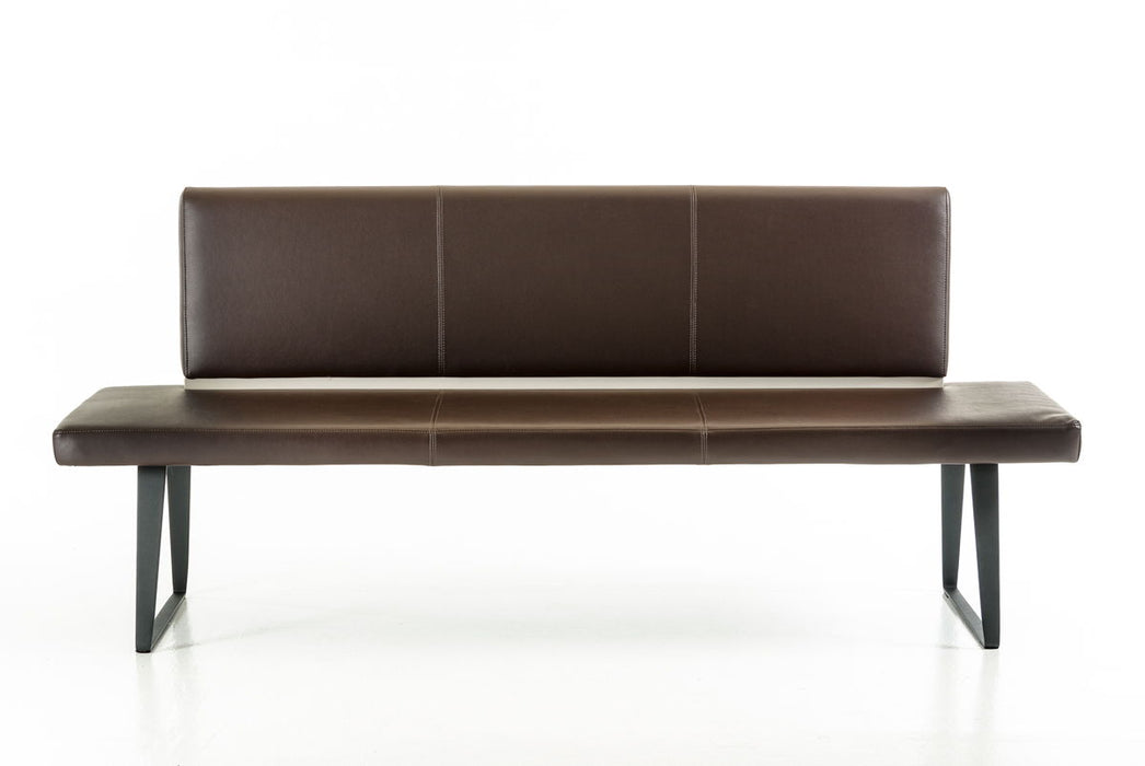 Upholstered Faux Leather Bench - Brown / Black