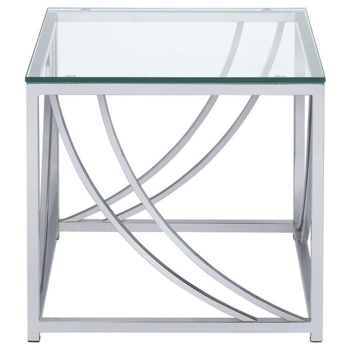 Lille - Glass Top Square End Table Accents - Chrome - Simple Home Plus