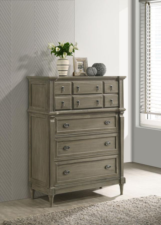 Alderwood - 5-Drawer Chest - French Gray - Simple Home Plus